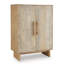 Armoire d'appoint Dally avec 2 portes sculptées, bois de manguier blanchi 45 po