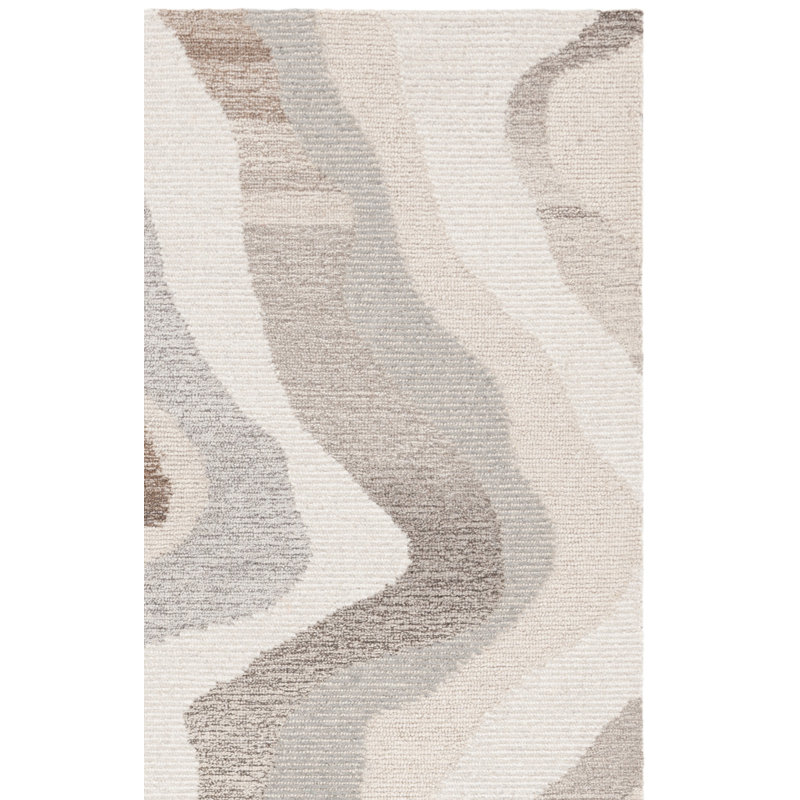 Elleora Ebony Hand Tufted Wool Cotton Abstract Rug in Beige/Ivory, Runner 2'3" x 9'
