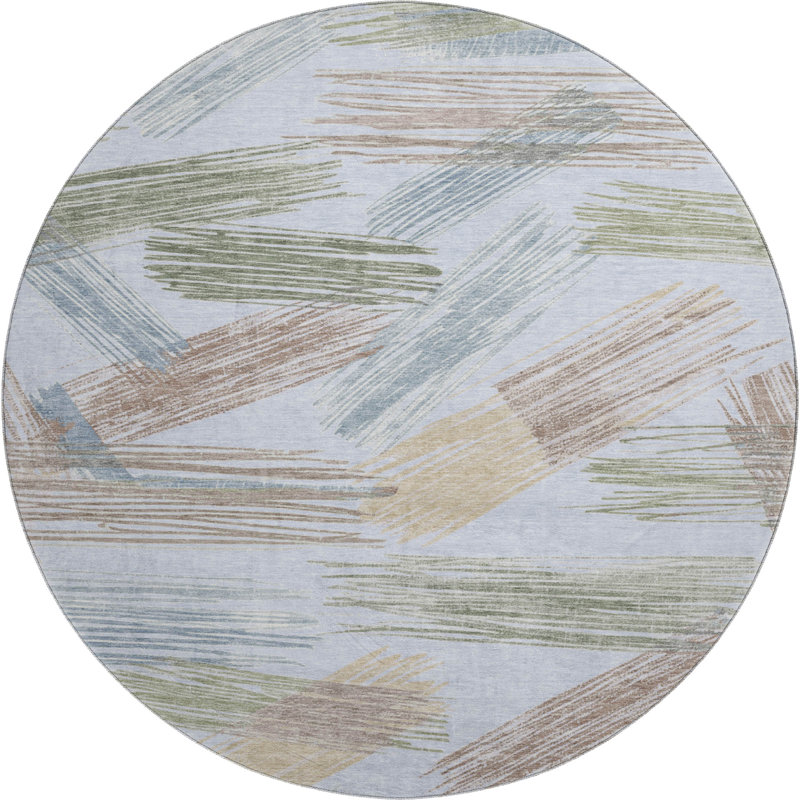 Premium Machine Washable Mehara AMF1696 Stripes Rug, Round 8'