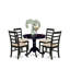 L'ensemble de meubles de salle à manger 3 pièces comprend une table de cuisine ronde avec piédestal et 2 chaises de salle à manger rembourrées en tissu de lin, 36 x 36 pouces, cappuccino-219754993-140093798-140093849