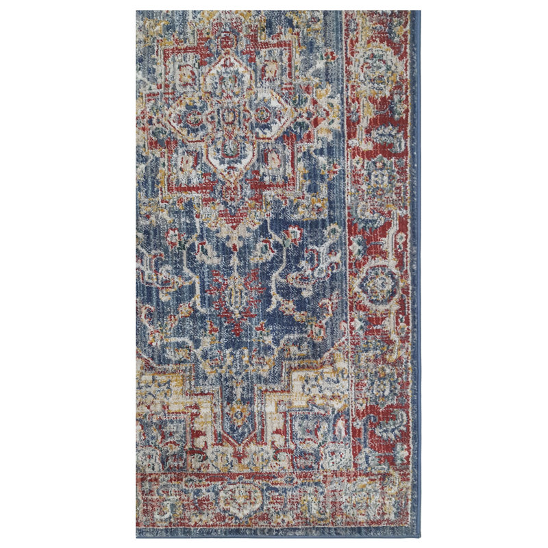Oriental Machine-Made Blue / Red, Runner 2'8" x 8'