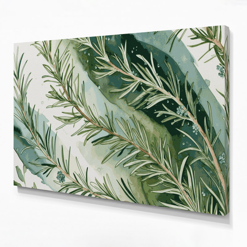 «Botanical Rosemary Beige», art mural sur toile, H 12 po x l 18 po