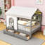 Lit double en bois pleine grandeur avec tableau de charge, tablette, tiroirs et bande DEL-1028409873