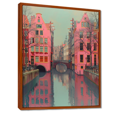 «Amsterdam Pink Grey Canal Photo I», reproduction d'art murale