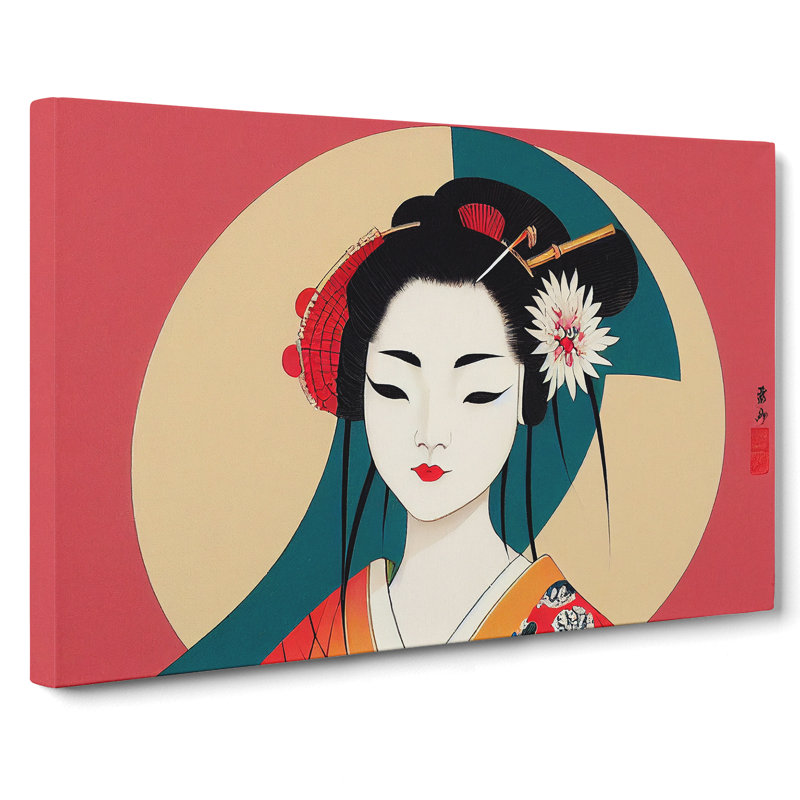 Geisha Art Deco - Wrapped Canvas Painting, 35cm H x 50cm W x 3cm D