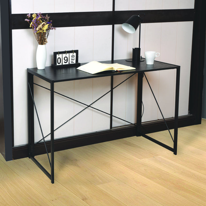 Carmille Folding Computer Desk Table , Black/Black