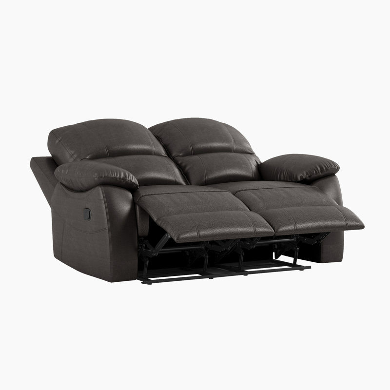 Manon 57.5'' Traditional Faux Leather Double Reclining Loveseat with Effortless Manual Recline, High-Density Foam over Pocket Coils