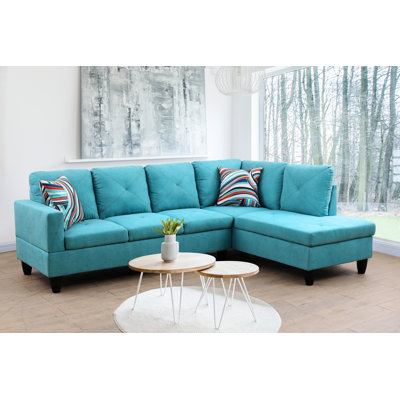 Ensemble de canapé modulaire en microfibre 2 pièces faisant face à la droite avec méridienne Turquoise