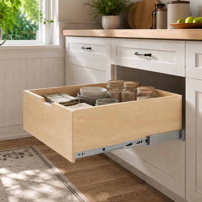 22.6×21.2 inch 8.2 inch tall wooden pull-out cabinet storage rack with hard-close fully extendable slide rails, suitable for kitchen storage retractable drawers.