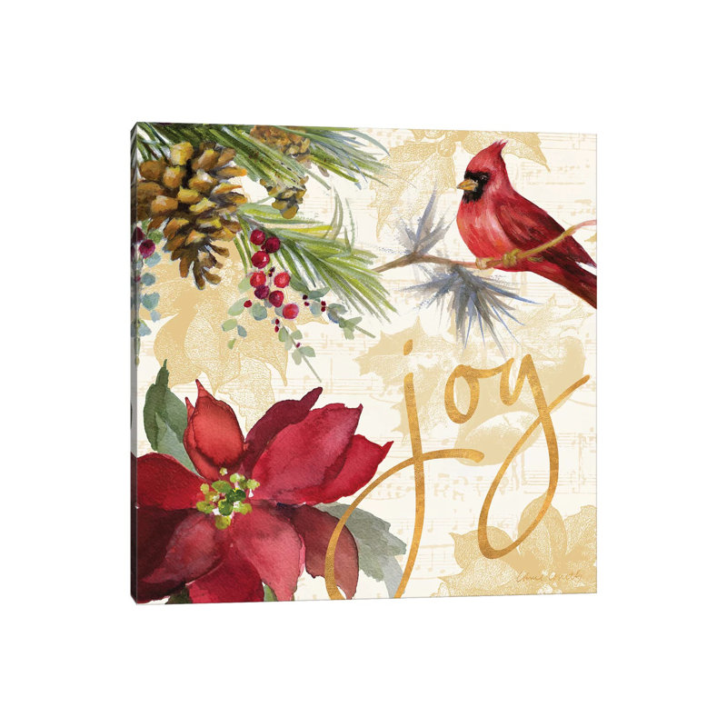 «Christmas Poinsettia I» par Lanie Loreth - peinture sur toile tendue, H 12 po x l 12 po x P 0,75 po
