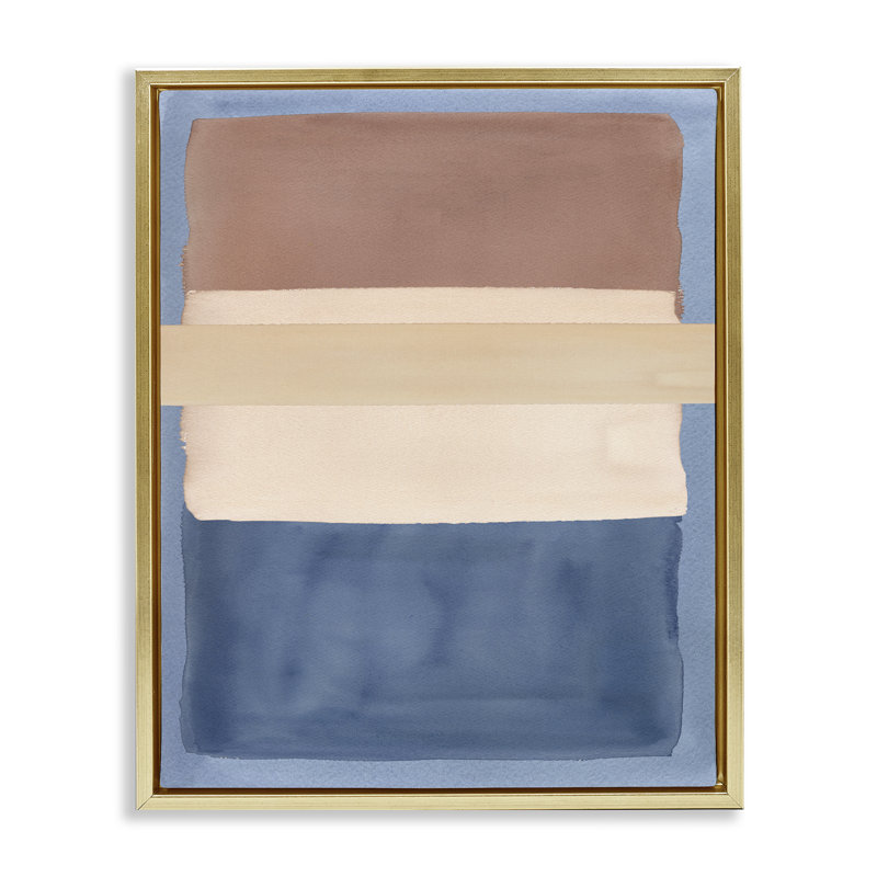 Amusant avec cadre flottant bleu et brun, design par Nina Jacobs, H 21 po x l 17 po, Cadre flottant métallique doré