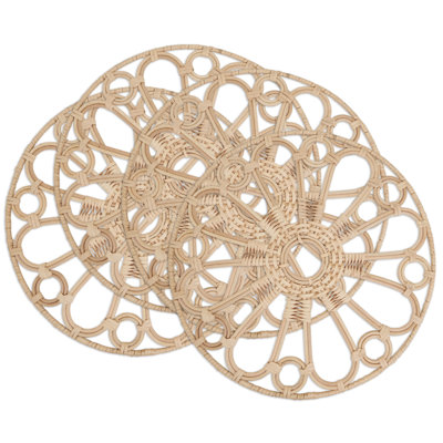 Rattan Round Placemats (Set of 4) – Handwoven Open Weave Design for Dining, Entertaining & Everyday Table Styling, 15"