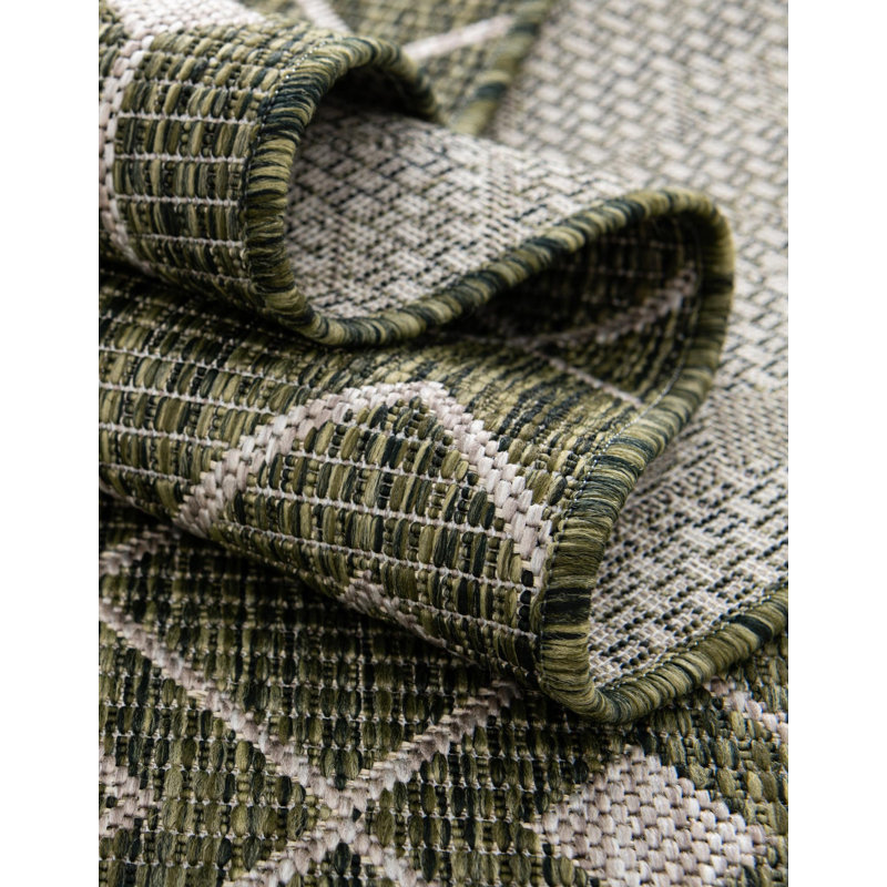 Tapis intérieur / extérieur vert / beige Adley Southwestern, Rectangle 3 pi 3 po x 5 pi 3 po