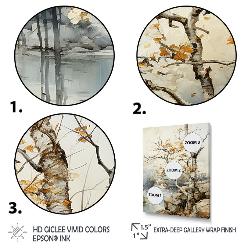 Lozka " Beige Grey Tree Sycamore Symphony ", Black Picture Framed, 40" H x 30" W x 1.5" D
