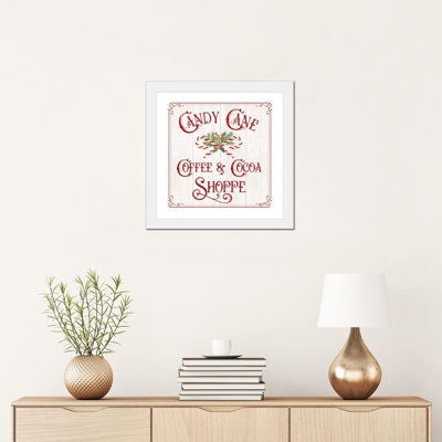 «Vintage Christmas Signs I-Candy Cane Coffee» par Tara Reed, reproduction d'art textuel