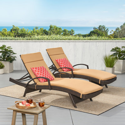 Billur 79.5" Long Reclining Chaise Lounge Set with Cushions by Wade Logan