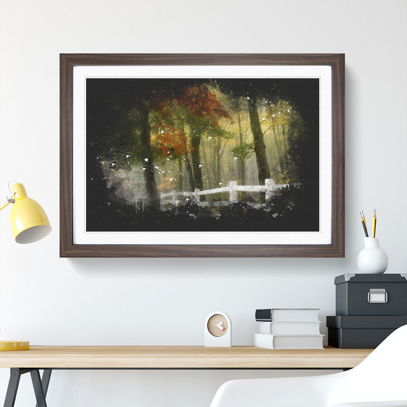 Autumn Forest Vol.6 Paint Splash - Picture Frame Graphic Art, 27cm H x 36cm W x 2cm D, Walnut