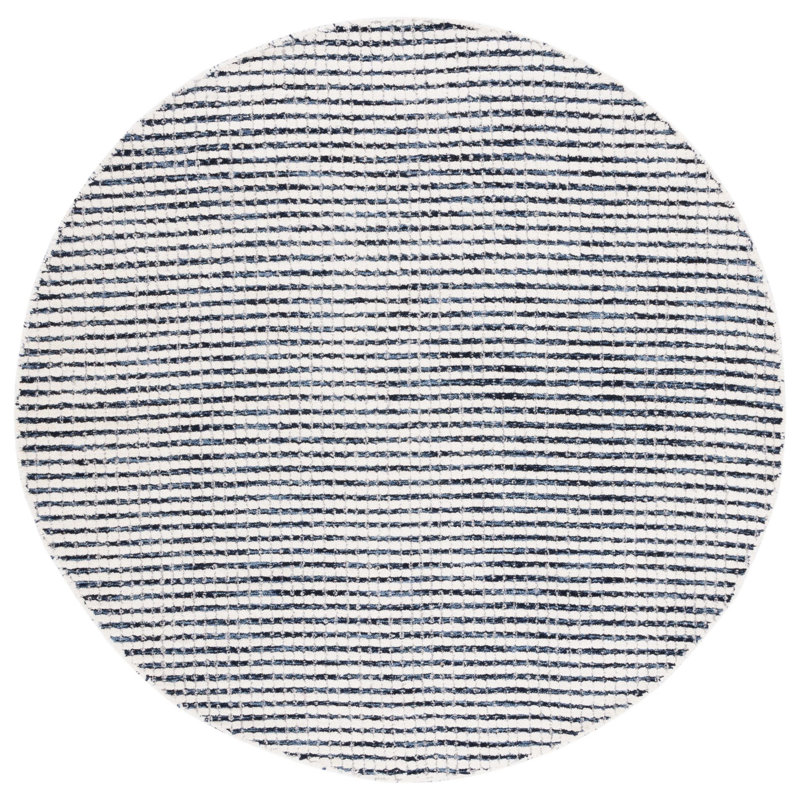 Abstract Hand Tufted Wool Striped Rug, Round 6'