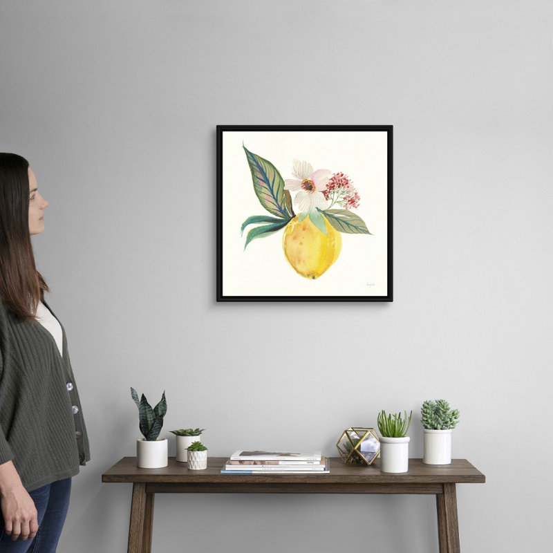 «Citrus Summer IV» par Kristy riz - reproduction d'art sur toile, H 22 po x l 22 po x P 1,75 po, Cadre flottant noir