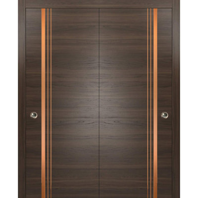 Panelled Wood Finish Sliding Closet Doors