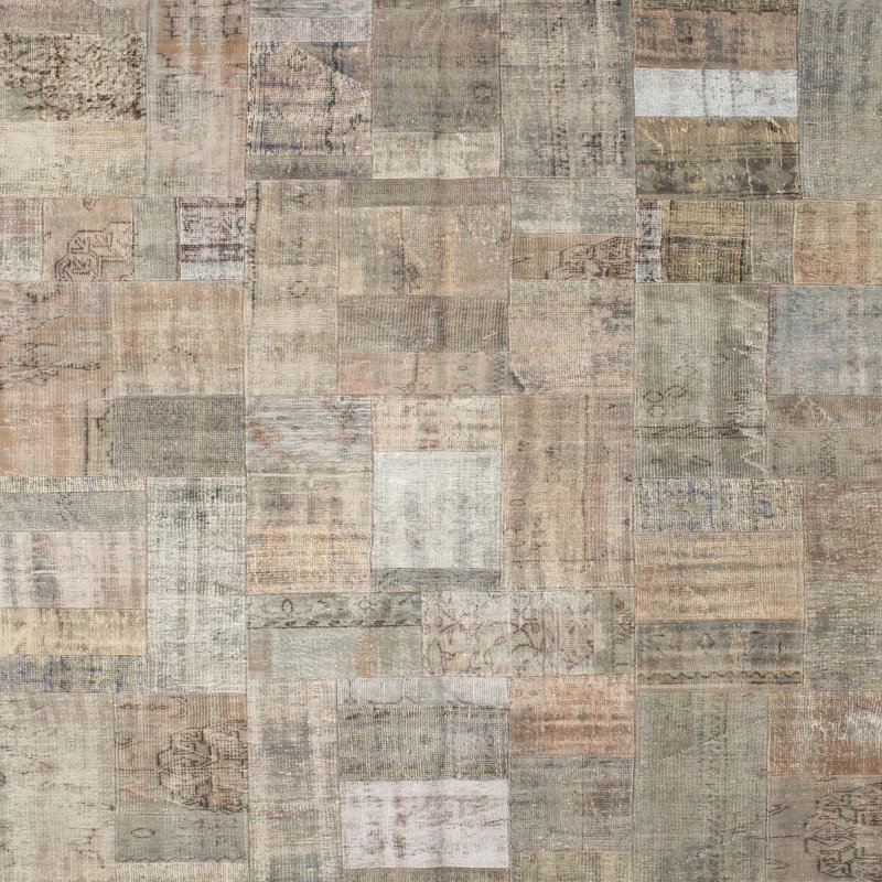 Tapis gris/beige/brun contemporain, Carré 7 pi