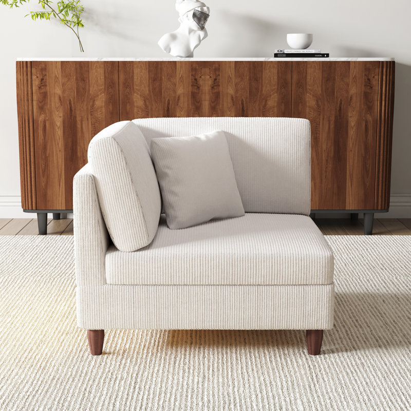 Mordecai 95Cm Wide Side Chair, Beige Corduroy