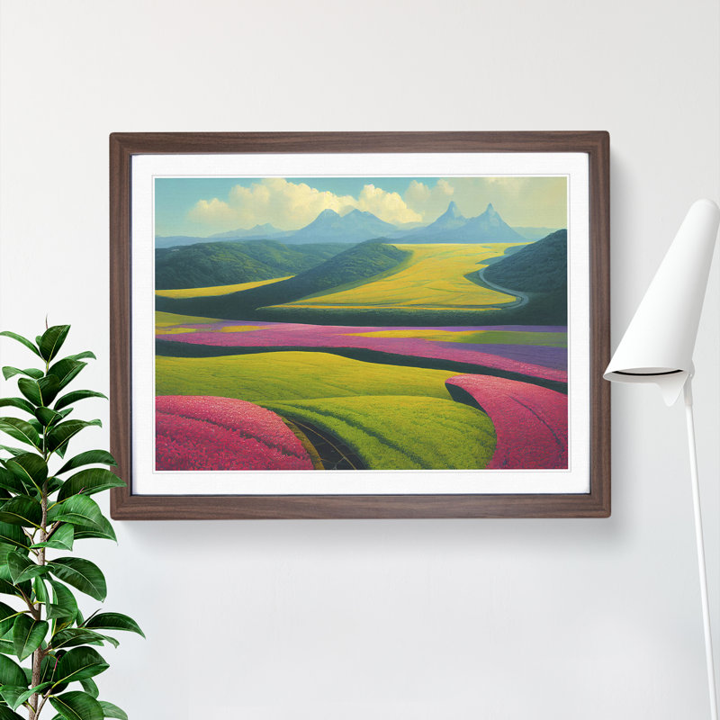 XH1022-7180X Pretty Spring Meadow Landscape Vol.1 1 Piece Single Picture Frame Wall Art, 46cm H x 64cm W, Beige
