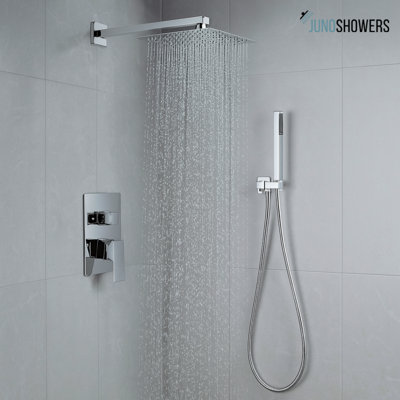 Juno Commercial Chrome Wall Mounted Single Handle Square Bathroom Shower Set