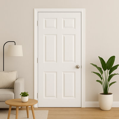 Dalle de porte intérieure à 6 panneaux apprêtés à noyau creux