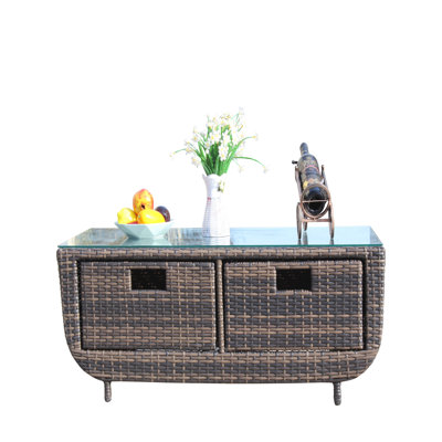 Outdoor Coffee Table With Tempered Glass