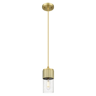 Downtown Urban - Bolivar - Luminaire suspendu 1 lumière de 5 po avec abat-jour 7 po - Finition nickel poli - Abat-jour granuleux