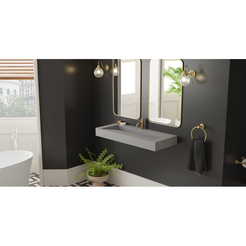 Lavabo de salle de bain mural en résine gris matte 47,2 "x 19,7" Badeloft WT-04-C-MGRY, Gris mat
