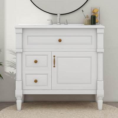 Designs 36'' Bathroom Vanity With Sink, 2 Drawers, One Cabinet, And A Tip-Out Drawer