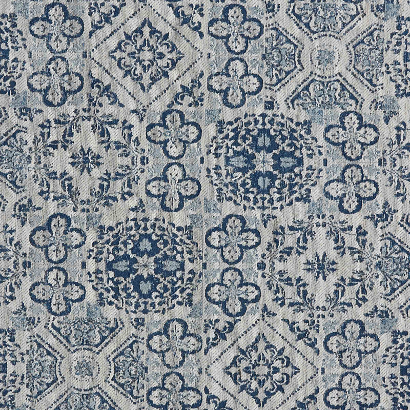 Tapis bleu / blanc en coton tissé à la main Sien