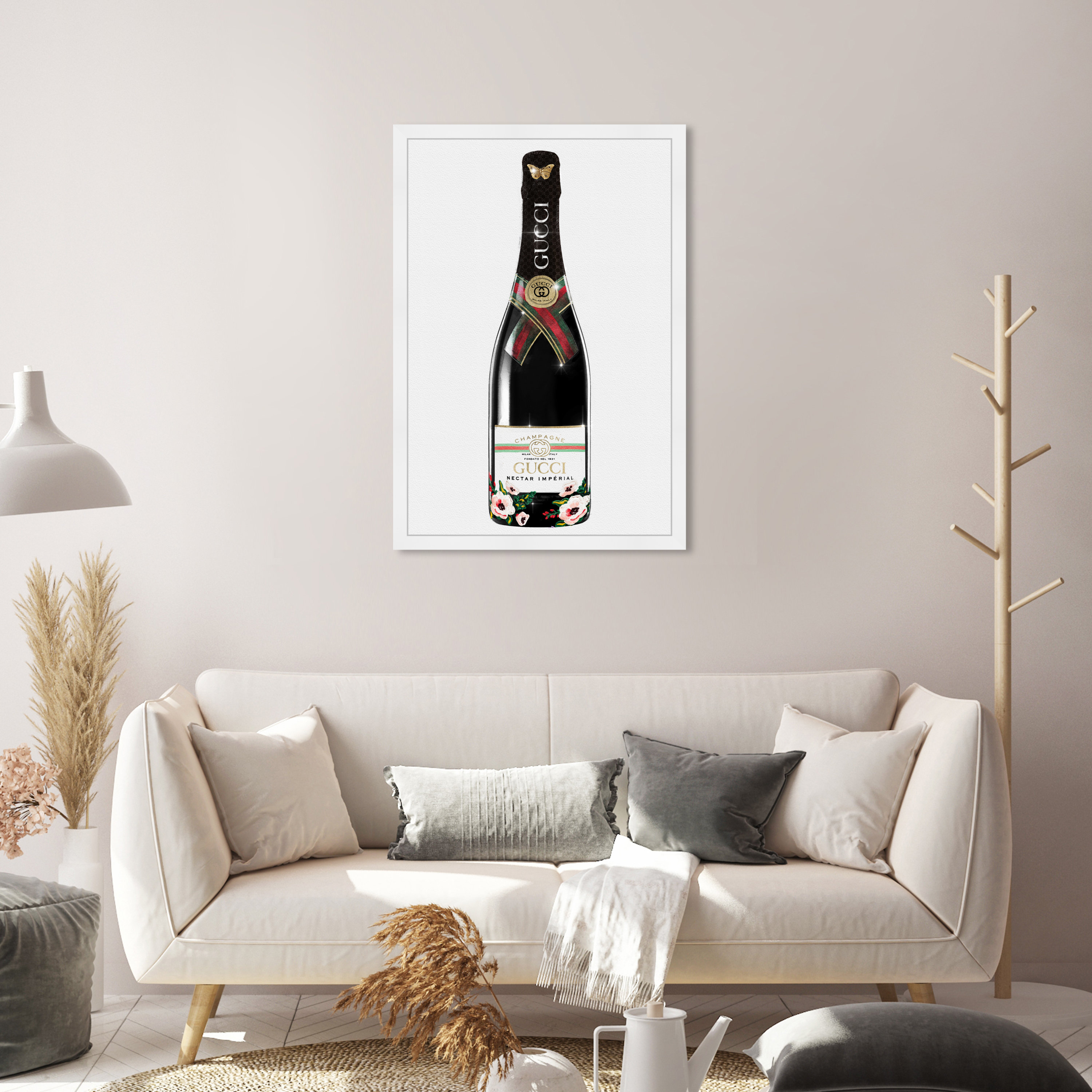 Oliver Gal Italian Mod Champagne, Glam Italian Bubbles Italian Mod  Champagne Framed On Canvas by Oliver Gal Print