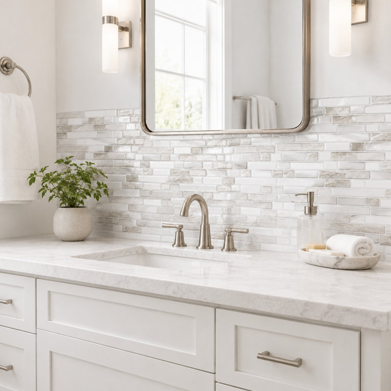 10 Pack Beige White Peel and Stick Backsplash Tiles