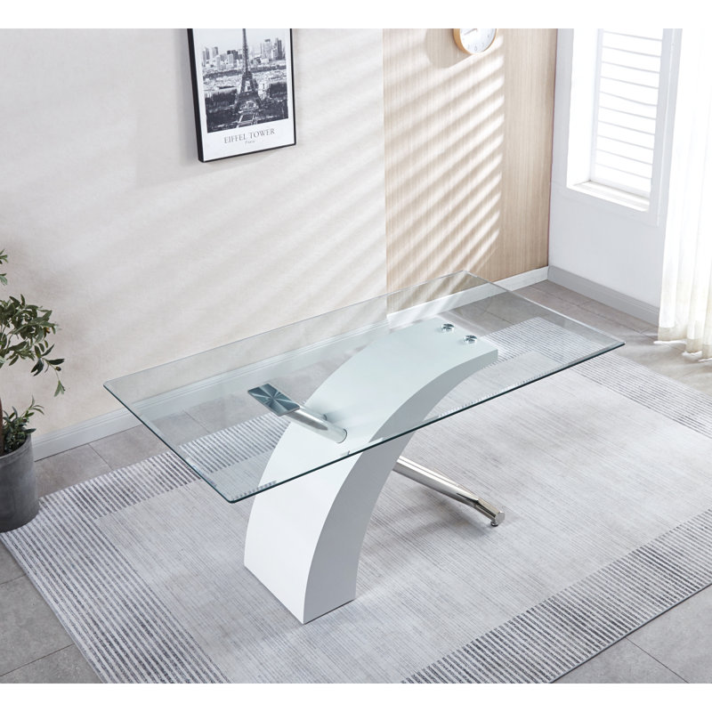 Table de salle à manger élégante, table de salle à manger luxueuse avec plateau en verre, design moderne pour votre maison (2 couleurs)