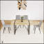 55 Inch MDF Wood Dining Table And Modern Linen Chair Set Of 4, Mid Century Design With Metal Base & Legs-1107136244-1107136251