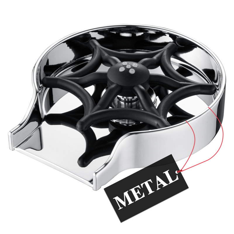 Laveur de gobelets en verre en alliage de zinc pour support d'évier de cuisine avec support en plastique, Chrome