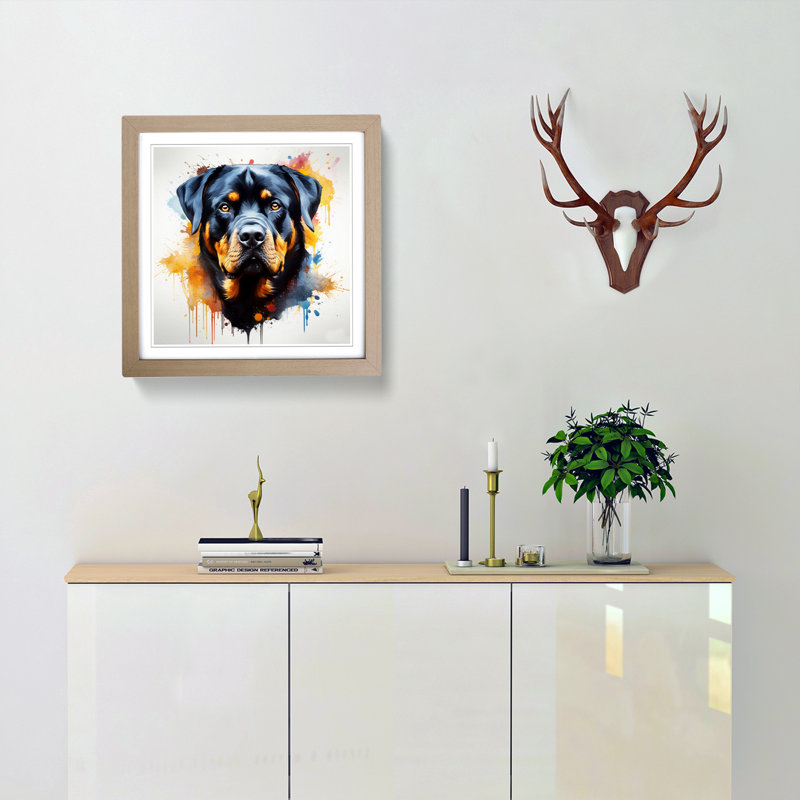 Rottweiler Conceptual - Single Picture Frame Print on Wood, Oak