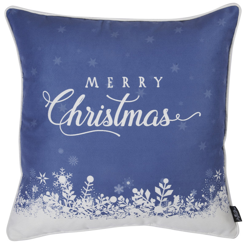 Blue and White Christmas Themed Euro Throw Pillow Set