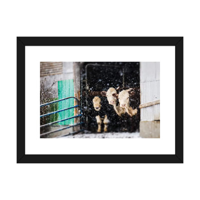 «Barnyard Winter», reproduction d'art encadrée