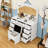 Makeup Vanity with 10 Bulbs, Upholstered Stool, 9 Drawers and USB Port