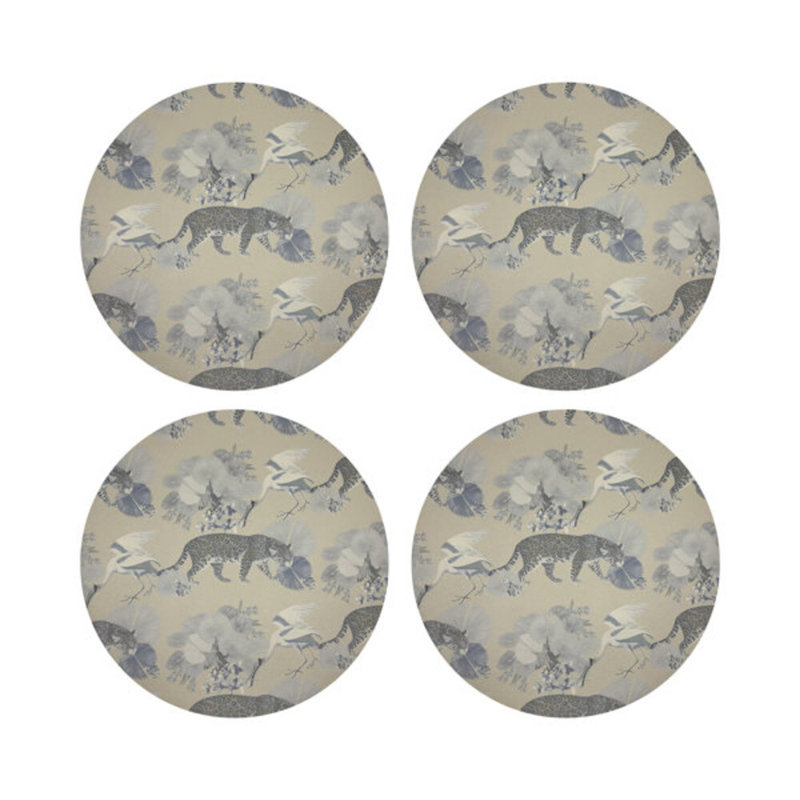 Leopard Walk Pebble 16" Vinyl Placemat, Cream