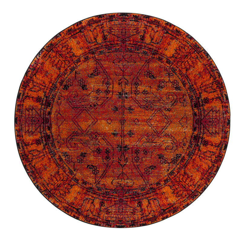 Tapis oriental orange Scheinuk, Rond 9 pi