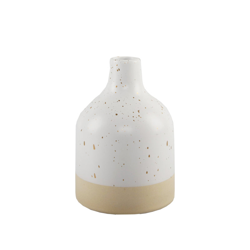 Kanedra Handmade Ceramic Decorative Bottle, White, 7" H x 5" W x 5" D