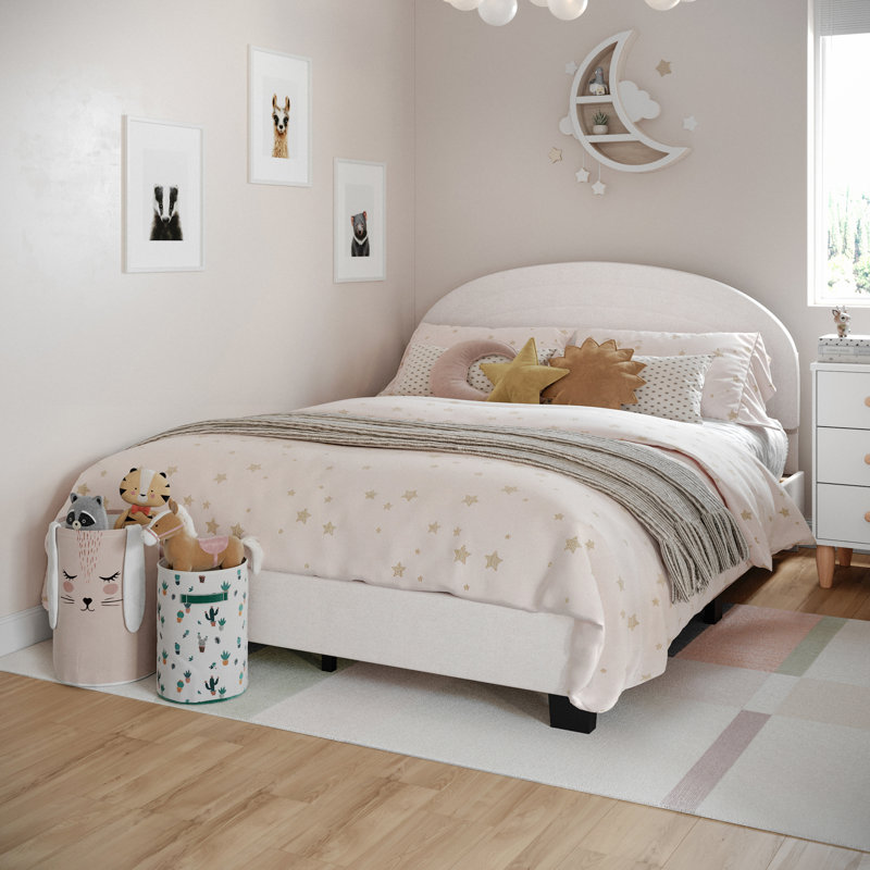 Structure de lit plateforme tapissier Aurey, Double, Blanc