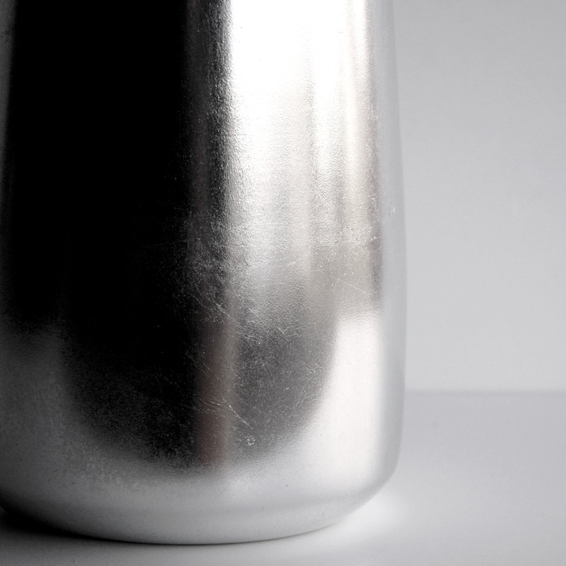 Hawwa Handmade Glass Table Vase, 12" H x 6.5" W x 6.5" D, Silver