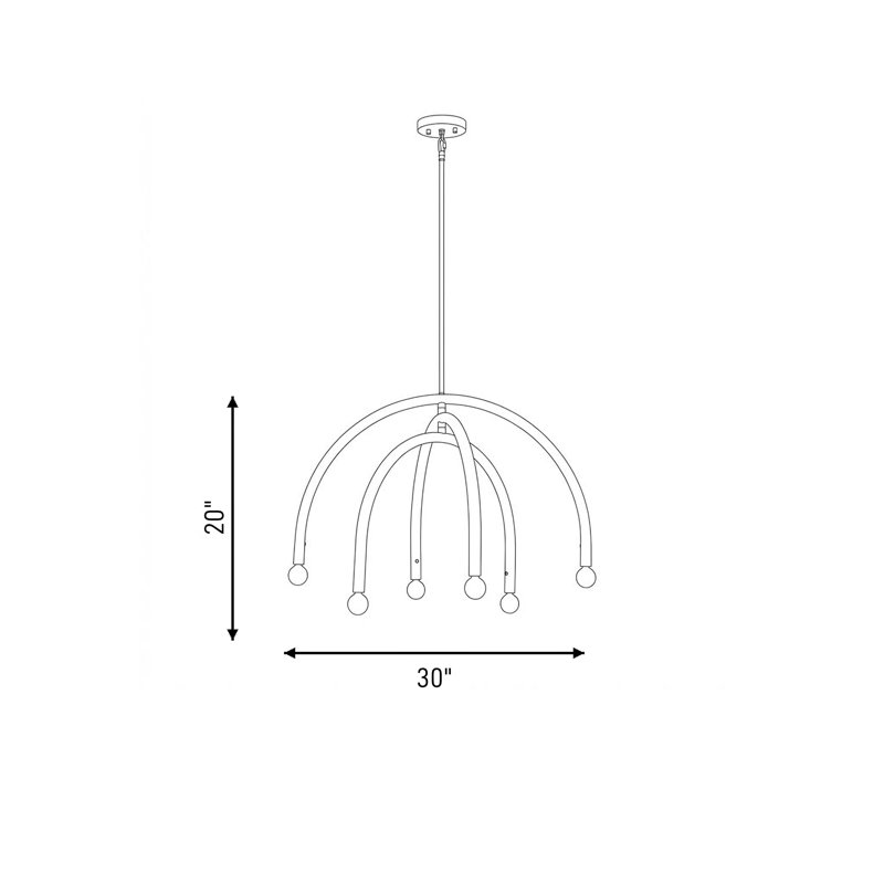Yula 6-Light Chandelier in Natural Brass, Natural Brass, E12/Candelabra, No