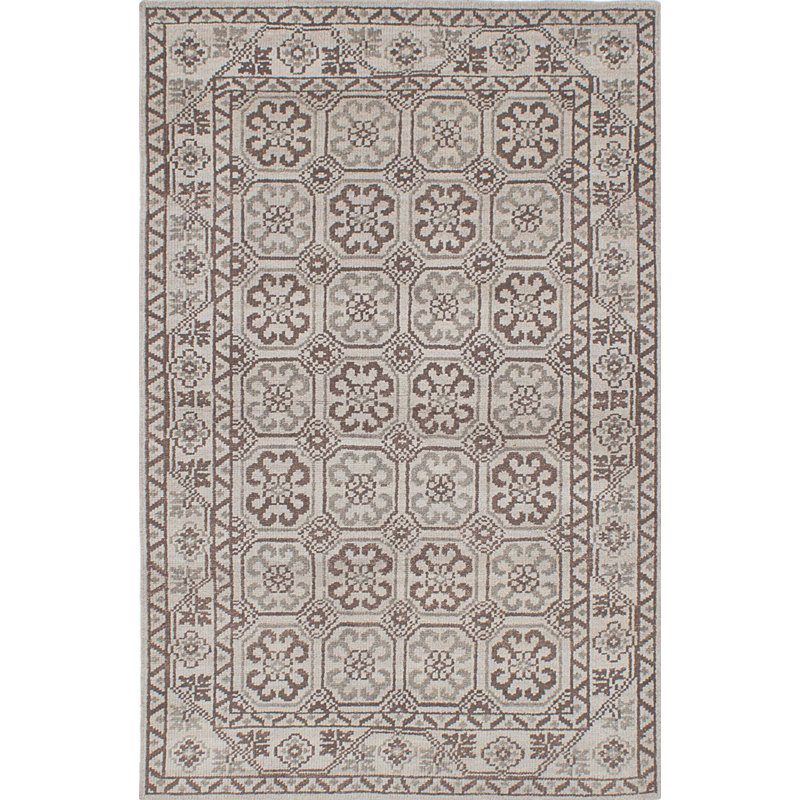 Tapis unique en laine noué à la main Esari des années 2010 de 5 pi 2 po x 8 pi crème Groh